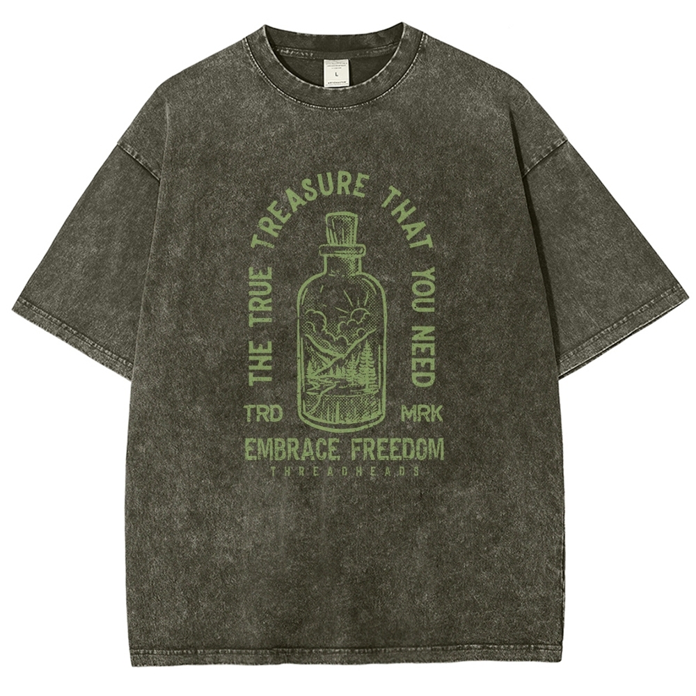 Washed T-Shirt | Embrace Freedom Unisex Fit True Treasure | TIDESENCE