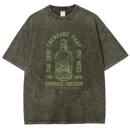 Washed T-Shirt | Embrace Freedom Unisex Fit True Treasure | TIDESENCE