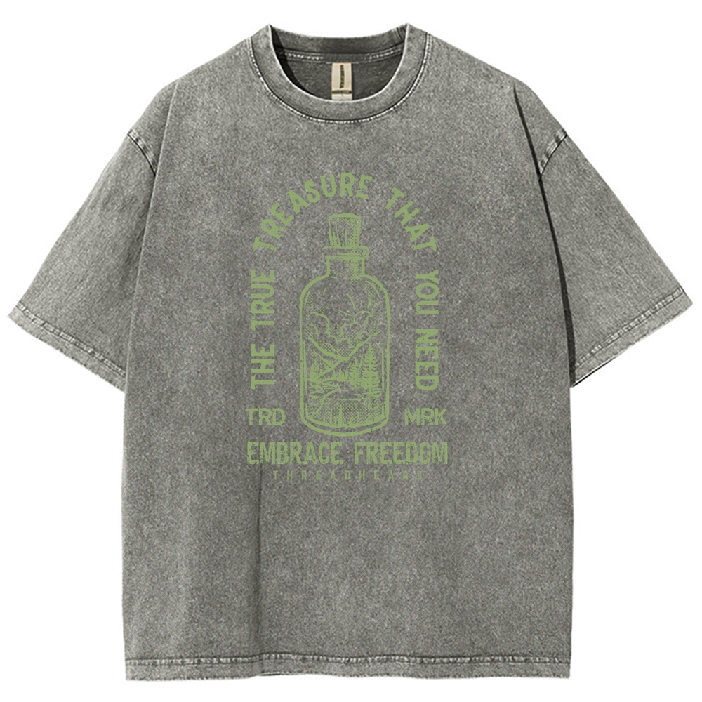 Washed T-Shirt | Embrace Freedom Unisex Fit True Treasure | TIDESENCE