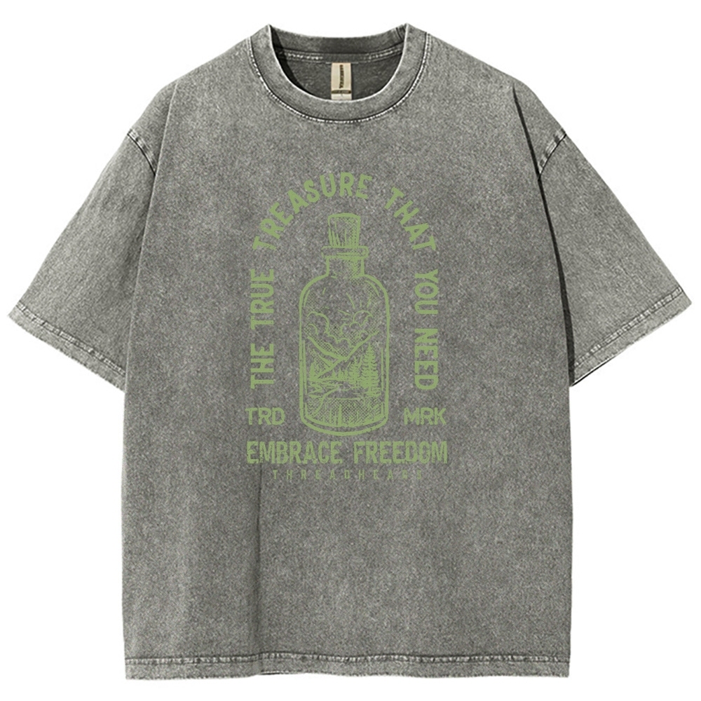 Washed T-Shirt | Embrace Freedom Unisex Fit True Treasure | TIDESENCE