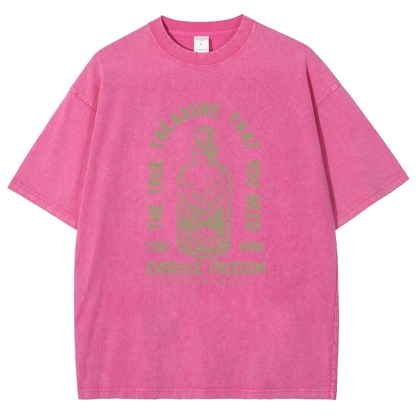 Washed T-Shirt | Embrace Freedom Unisex Fit True Treasure | TIDESENCE