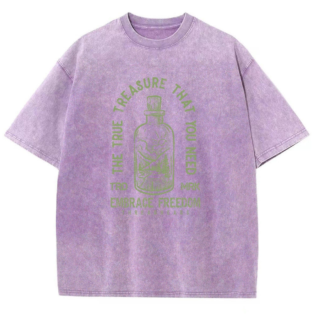 Washed T-Shirt | Embrace Freedom Unisex Fit True Treasure | TIDESENCE