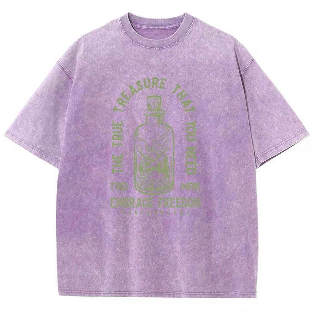 Washed T-Shirt | Embrace Freedom Unisex Fit True Treasure | TIDESENCE