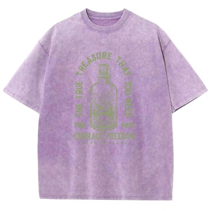 Washed T-Shirt | Embrace Freedom Unisex Fit True Treasure | TIDESENCE