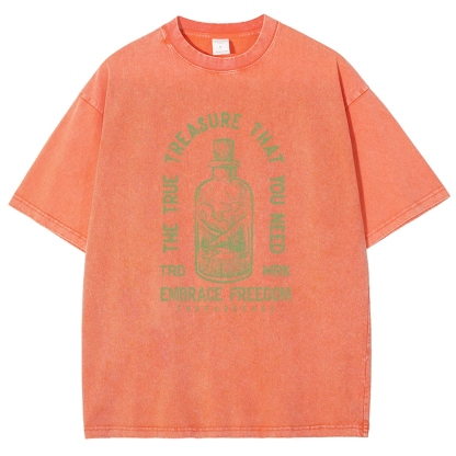 Washed T-Shirt | Embrace Freedom Unisex Fit True Treasure | TIDESENCE