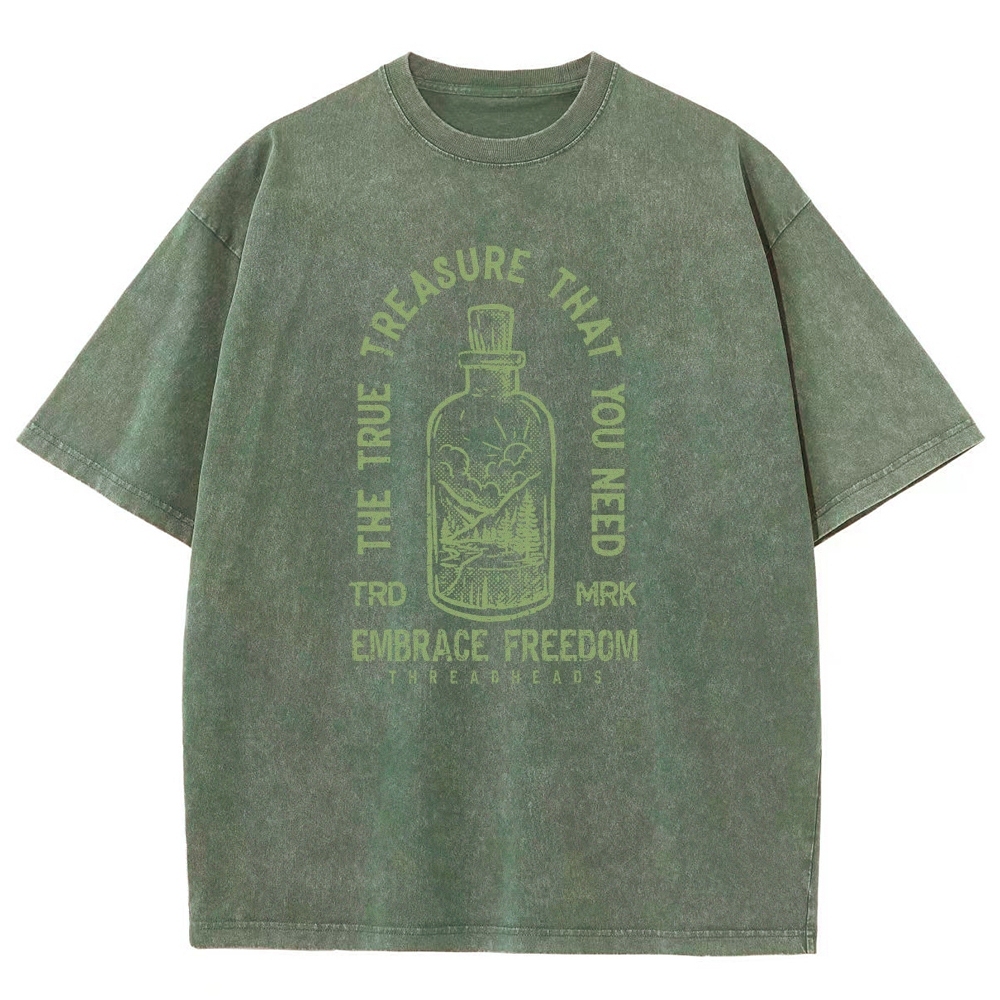 Washed T-Shirt | Embrace Freedom Unisex Fit True Treasure | TIDESENCE