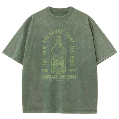 Washed T-Shirt | Embrace Freedom Unisex Fit True Treasure | TIDESENCE