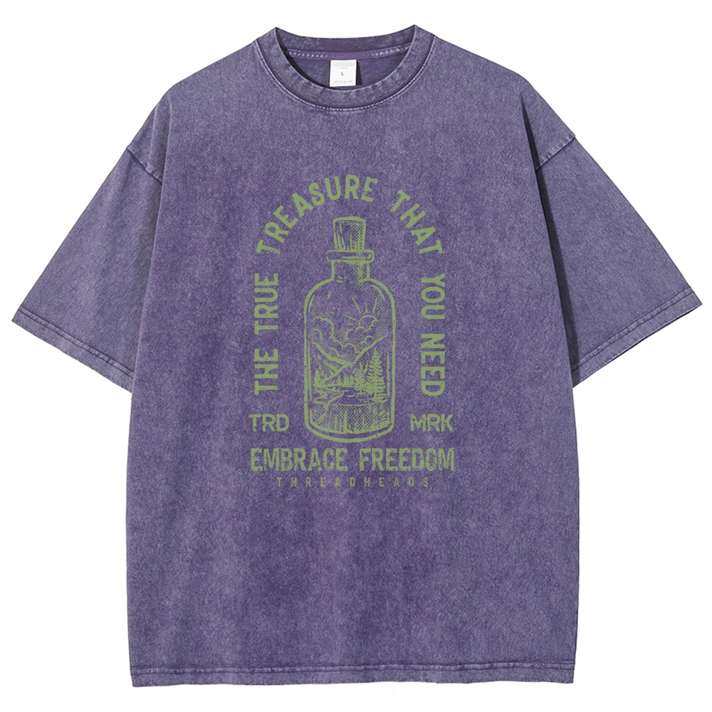 Washed T-Shirt | Embrace Freedom Unisex Fit True Treasure | TIDESENCE