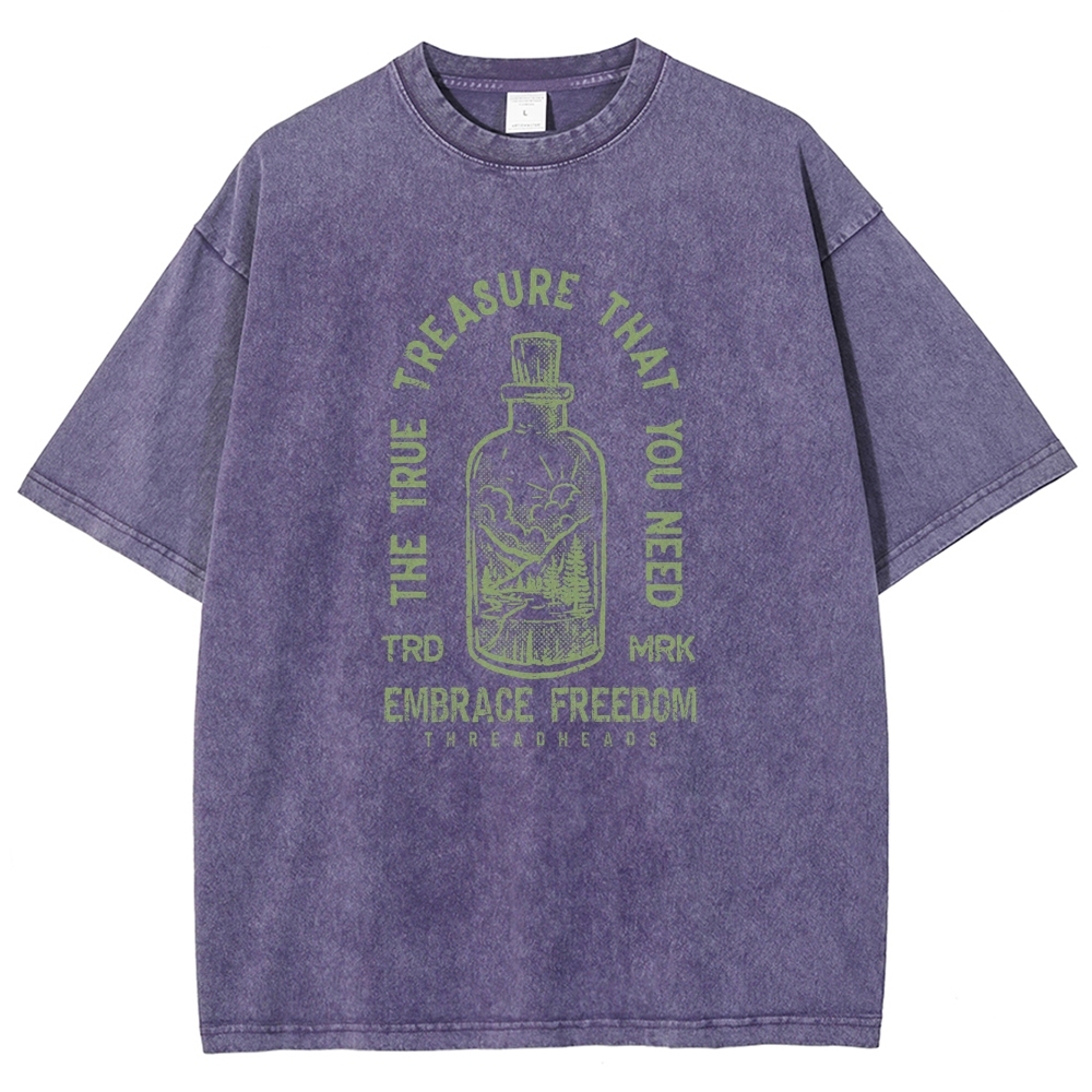 Washed T-Shirt | Embrace Freedom Unisex Fit True Treasure | TIDESENCE