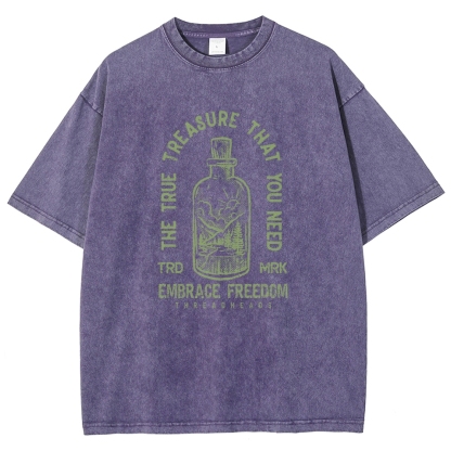 Washed T-Shirt | Embrace Freedom Unisex Fit True Treasure | TIDESENCE