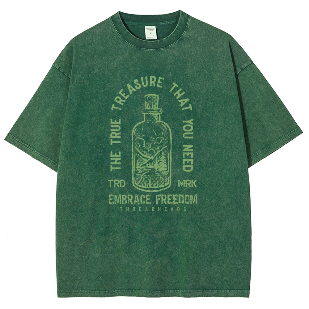 Washed T-Shirt | Embrace Freedom Unisex Fit True Treasure | TIDESENCE