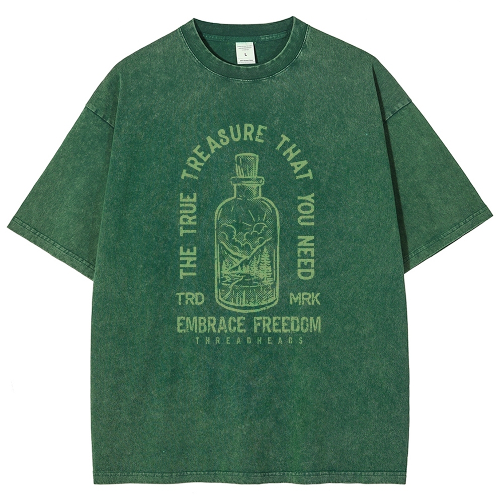 Washed T-Shirt | Embrace Freedom Unisex Fit True Treasure | TIDESENCE