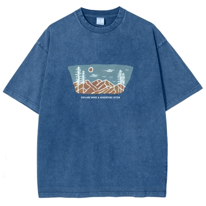 Washed T-Shirt | Unisex Fit Explore More Adventure Often | TIDESENCE