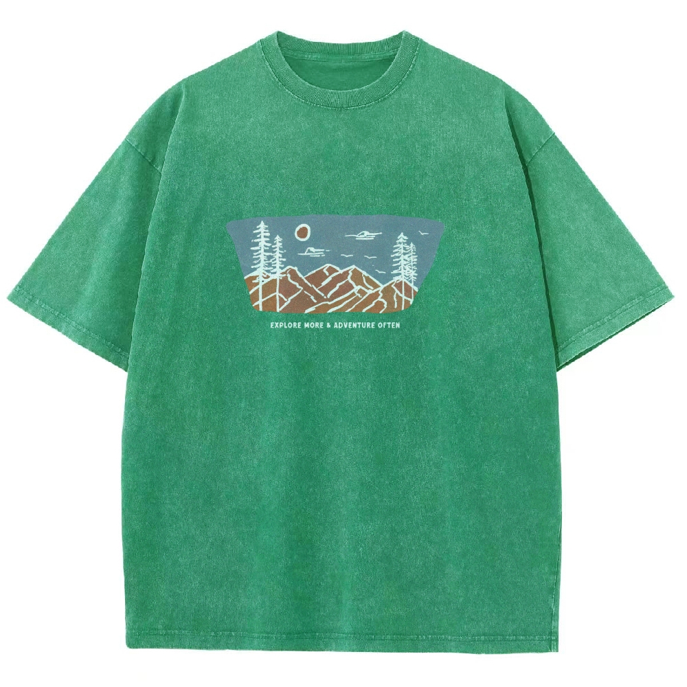Washed T-Shirt | Unisex Fit Explore More Adventure Often | TIDESENCE