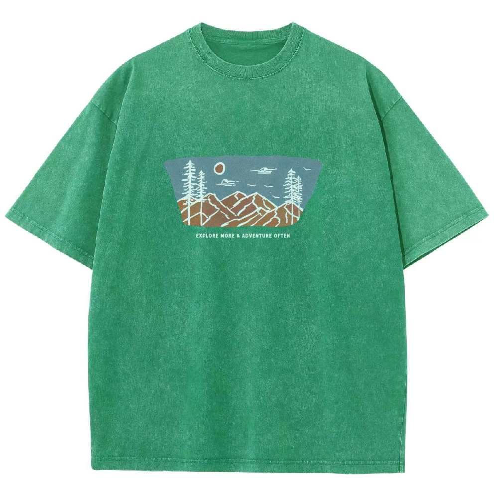 Washed T-Shirt | Unisex Fit Explore More Adventure Often | TIDESENCE