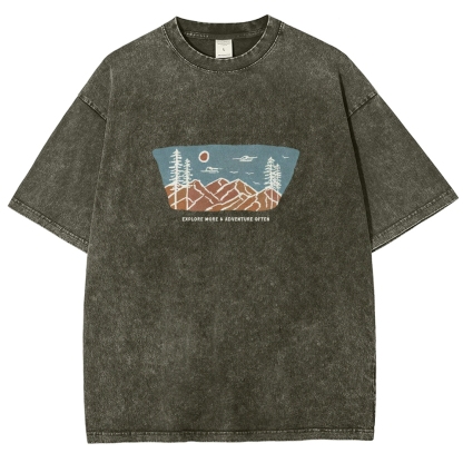 Washed T-Shirt | Unisex Fit Explore More Adventure Often | TIDESENCE