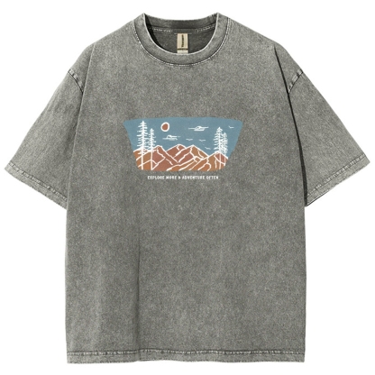 Washed T-Shirt | Unisex Fit Explore More Adventure Often | TIDESENCE