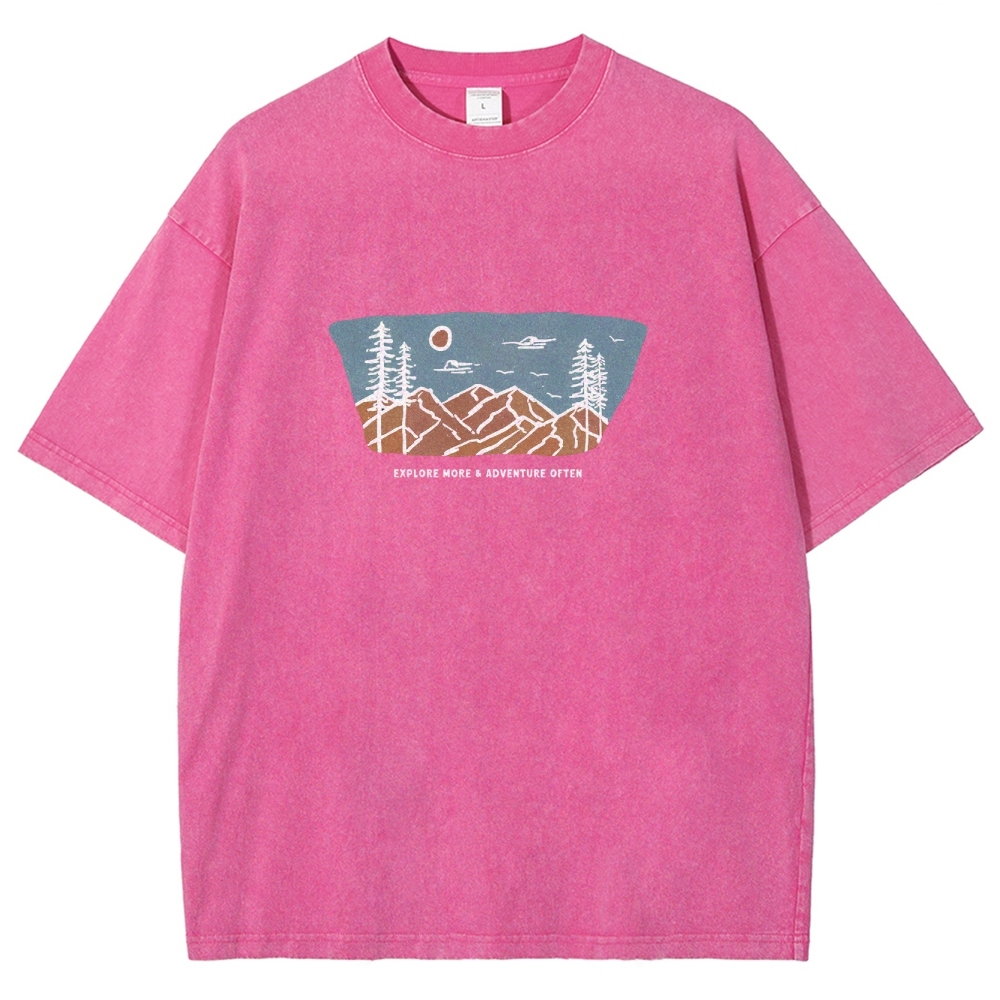 Washed T-Shirt | Unisex Fit Explore More Adventure Often | TIDESENCE