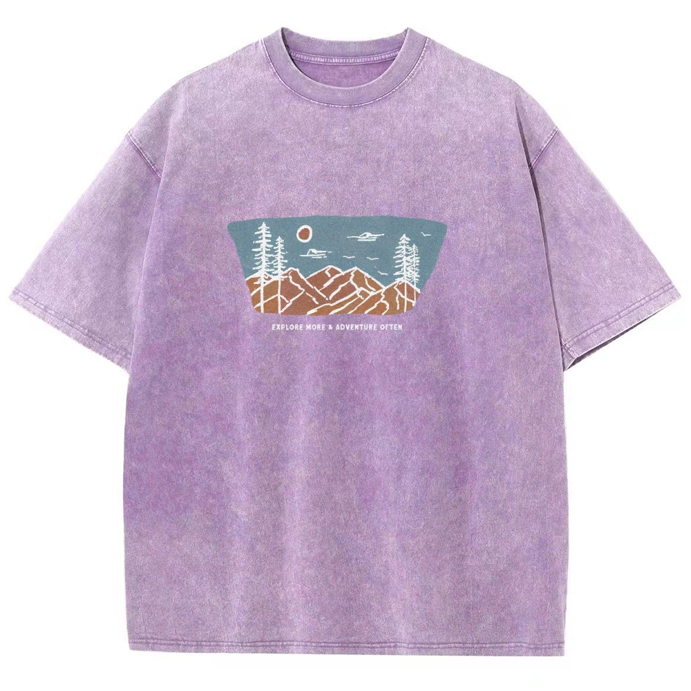 Washed T-Shirt | Unisex Fit Explore More Adventure Often | TIDESENCE
