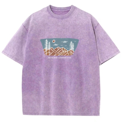 Washed T-Shirt | Unisex Fit Explore More Adventure Often | TIDESENCE