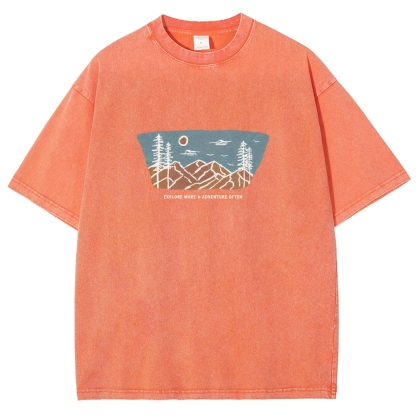 Washed T-Shirt | Unisex Fit Explore More Adventure Often | TIDESENCE