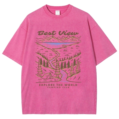 Washed T-Shirt | Best View Unisex Fit Explore The World | TIDESENCE