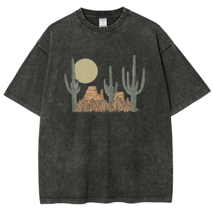 Washed T-Shirt | Landscape Desert Unisex Fit | TIDESENCE