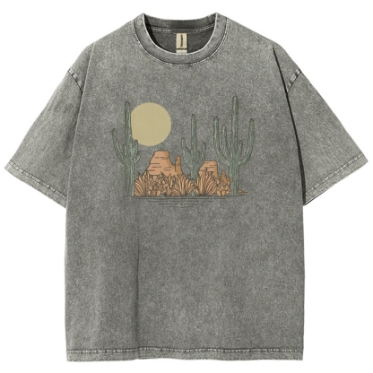 Washed T-Shirt | Landscape Desert Unisex Fit | TIDESENCE
