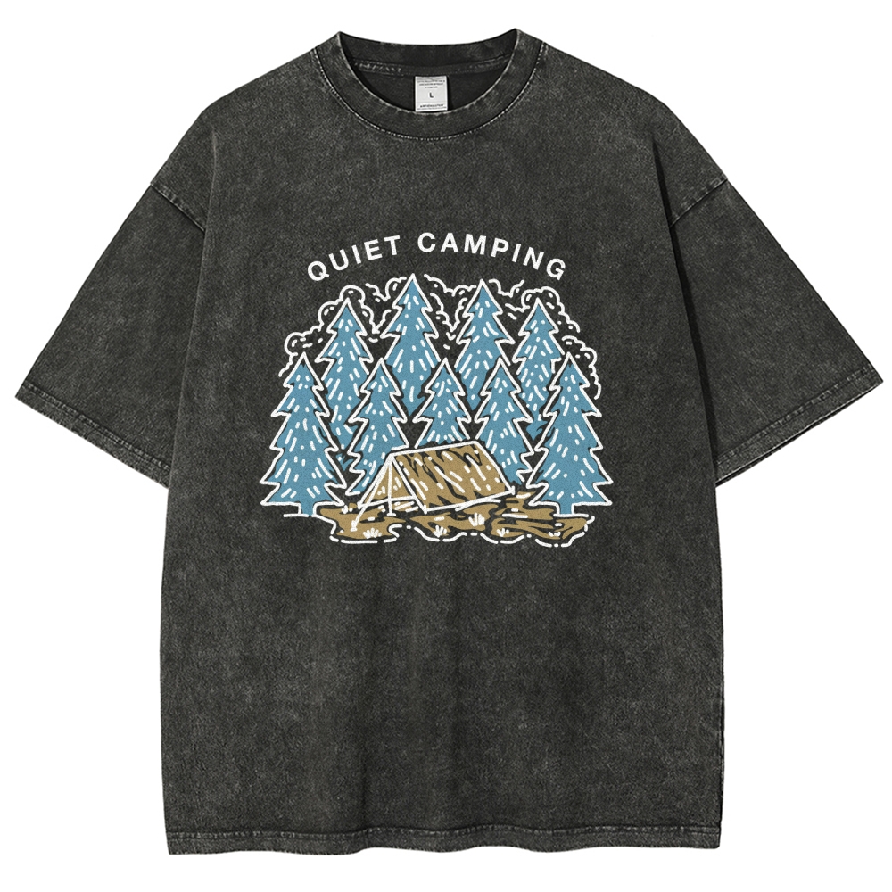 Washed T-Shirt | Forest Quiet Camping Unisex Fit TEE | TIDESENCE
