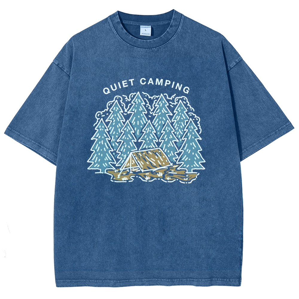 Washed T-Shirt | Forest Quiet Camping Unisex Fit TEE | TIDESENCE