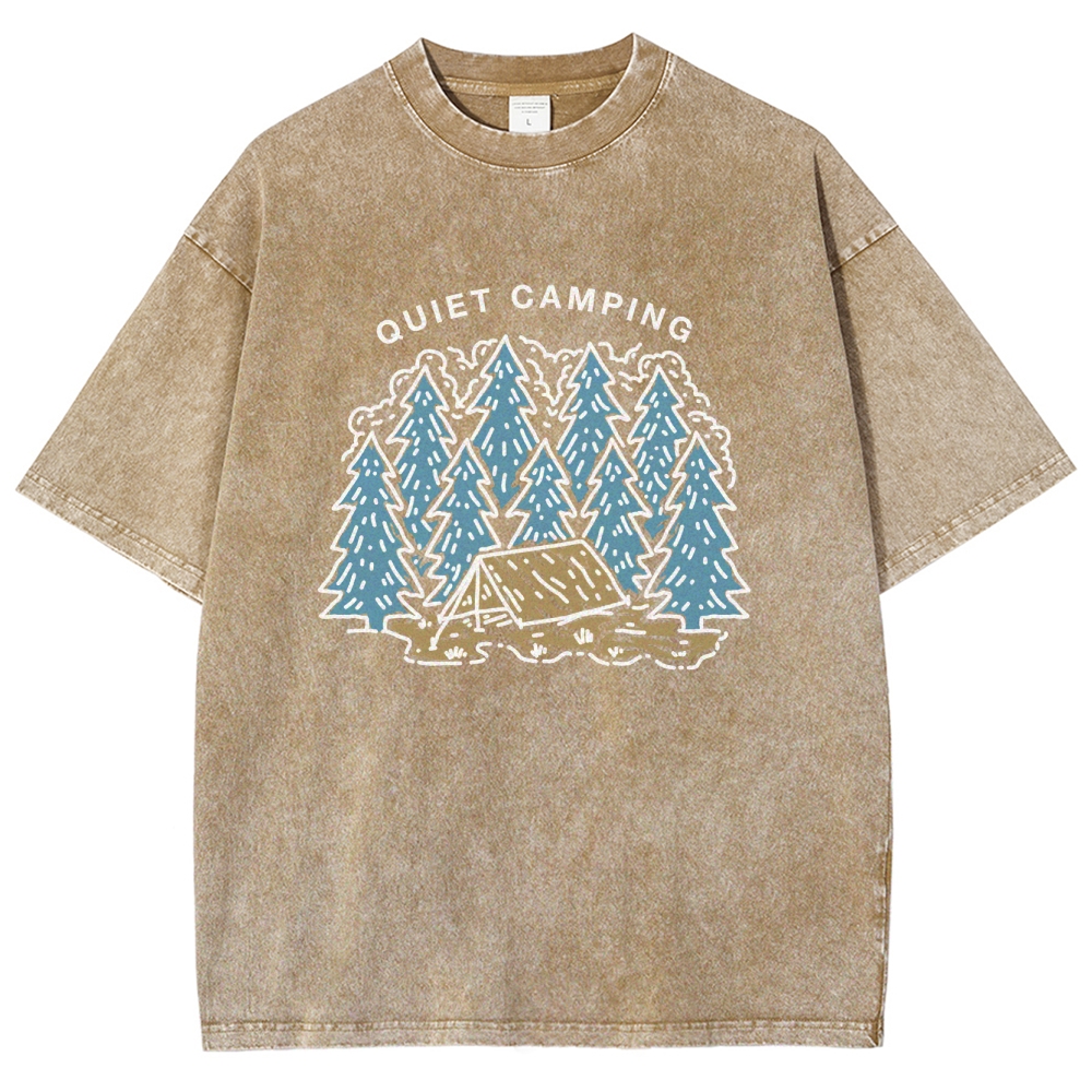 Washed T-Shirt | Forest Quiet Camping Unisex Fit TEE | TIDESENCE