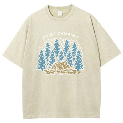 Washed T-Shirt | Forest Quiet Camping Unisex Fit TEE | TIDESENCE