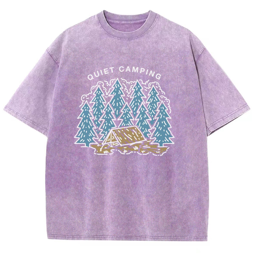 Washed T-Shirt | Forest Quiet Camping Unisex Fit TEE | TIDESENCE