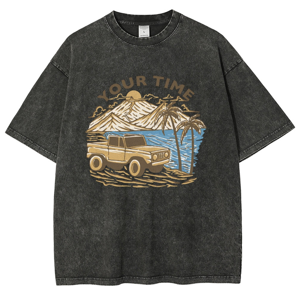 Washed T-Shirt | Beach Surf Journey Unisex Fit TEE | TIDESENCE