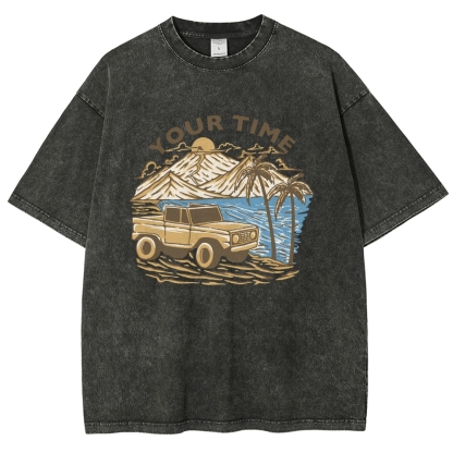Washed T-Shirt | Beach Surf Journey Unisex Fit TEE | TIDESENCE
