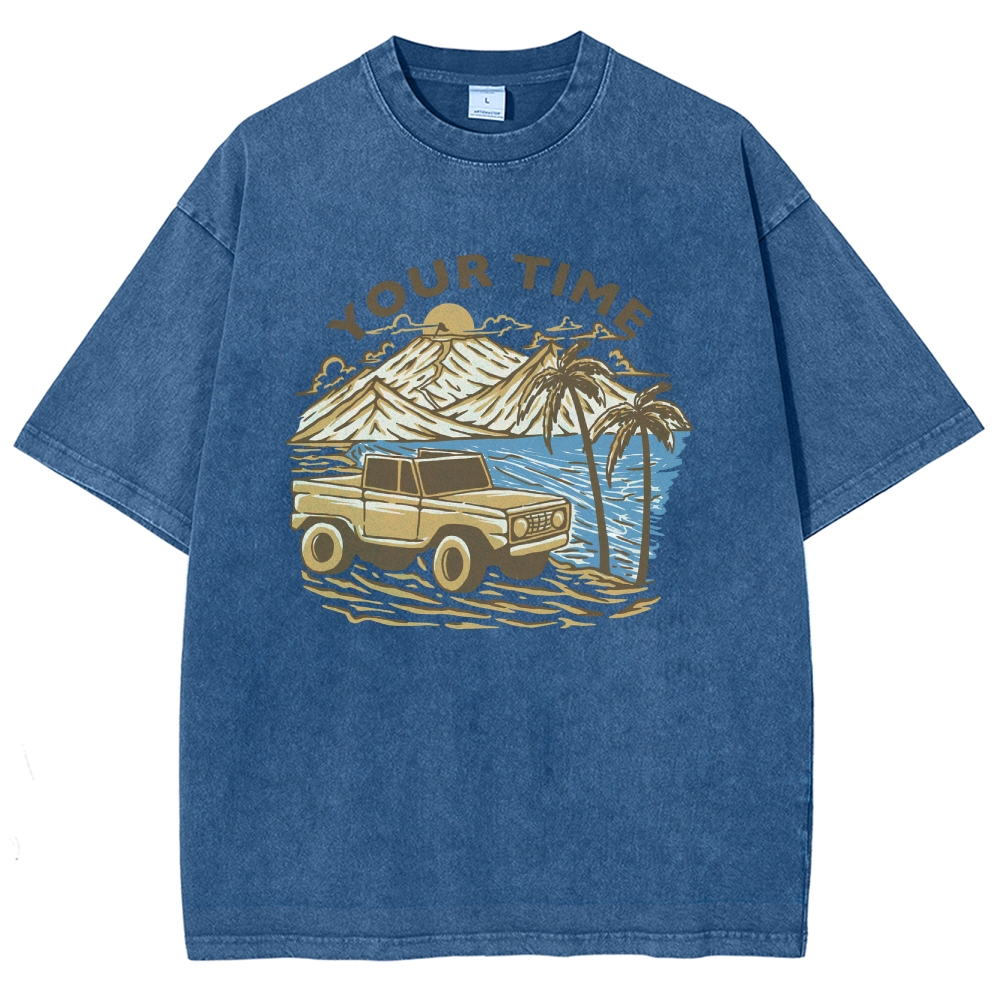 Washed T-Shirt | Beach Surf Journey Unisex Fit TEE | TIDESENCE