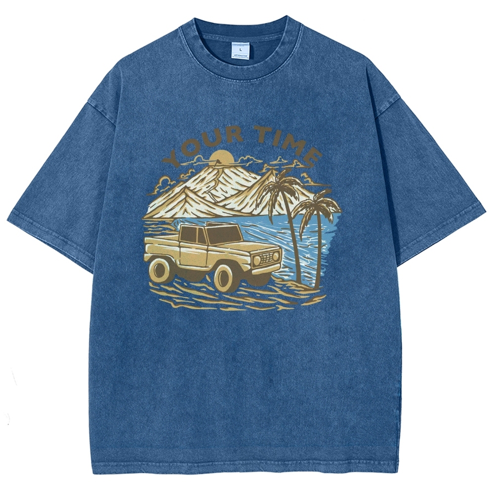 Washed T-Shirt | Beach Surf Journey Unisex Fit TEE | TIDESENCE