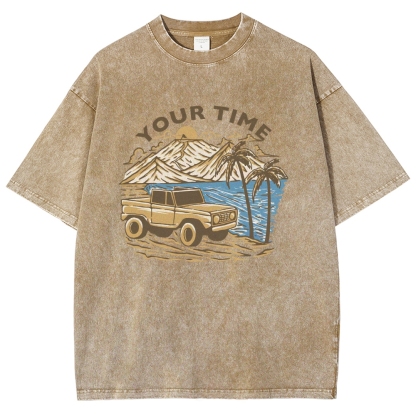 Washed T-Shirt | Beach Surf Journey Unisex Fit TEE | TIDESENCE