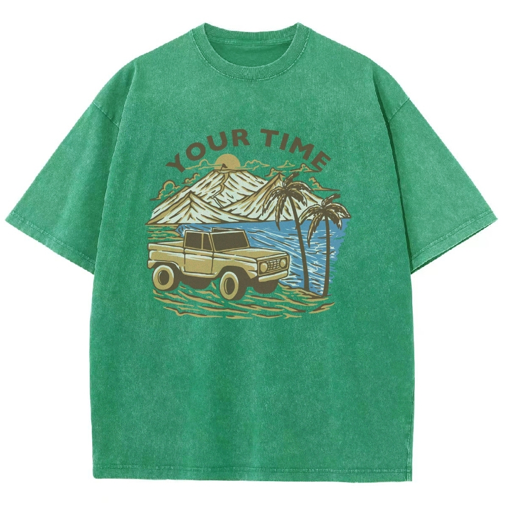 Washed T-Shirt | Beach Surf Journey Unisex Fit TEE | TIDESENCE