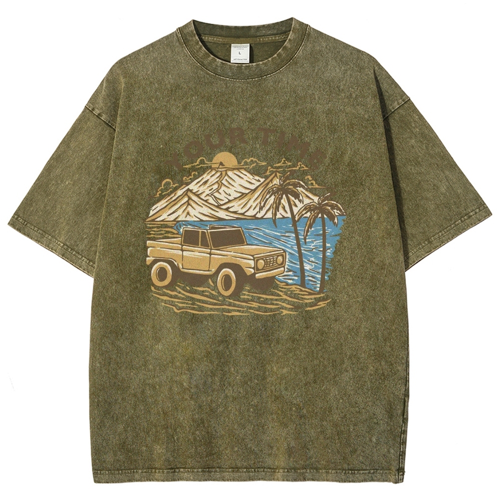 Washed T-Shirt | Beach Surf Journey Unisex Fit TEE | TIDESENCE