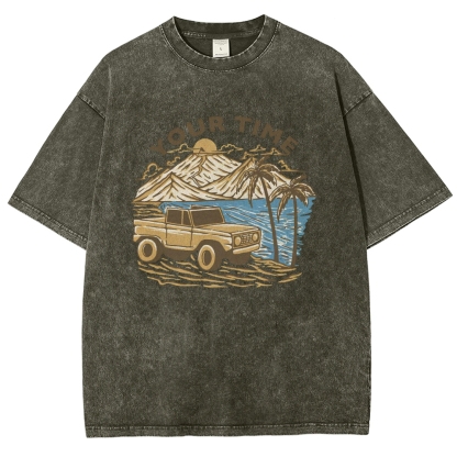 Washed T-Shirt | Beach Surf Journey Unisex Fit TEE | TIDESENCE