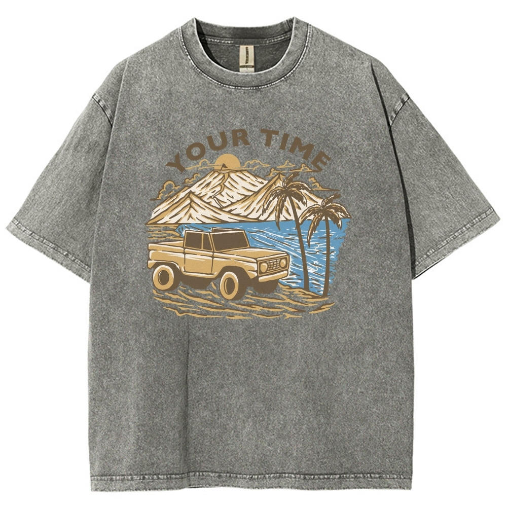 Washed T-Shirt | Beach Surf Journey Unisex Fit TEE | TIDESENCE