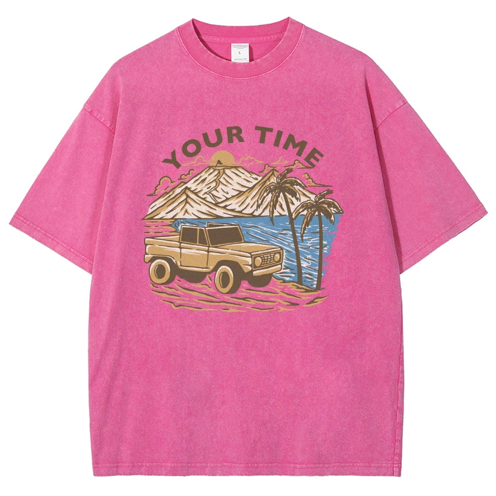Washed T-Shirt | Beach Surf Journey Unisex Fit TEE | TIDESENCE