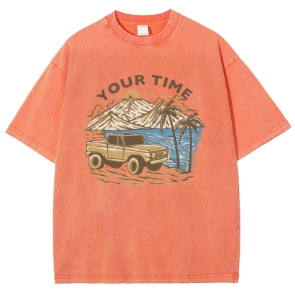 Washed T-Shirt | Beach Surf Journey Unisex Fit TEE | TIDESENCE