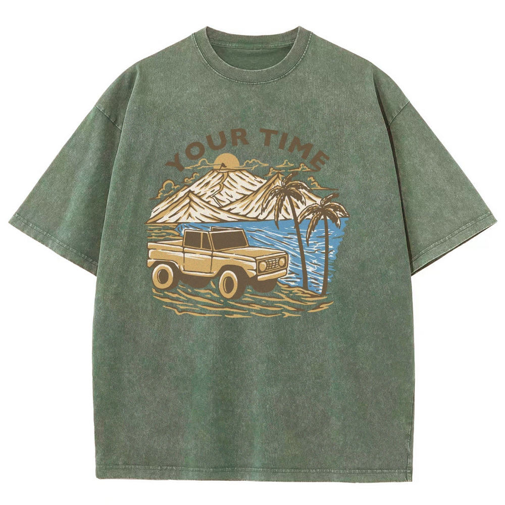 Washed T-Shirt | Beach Surf Journey Unisex Fit TEE | TIDESENCE