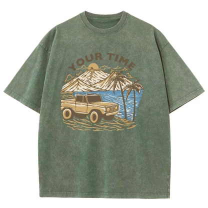 Washed T-Shirt | Beach Surf Journey Unisex Fit TEE | TIDESENCE
