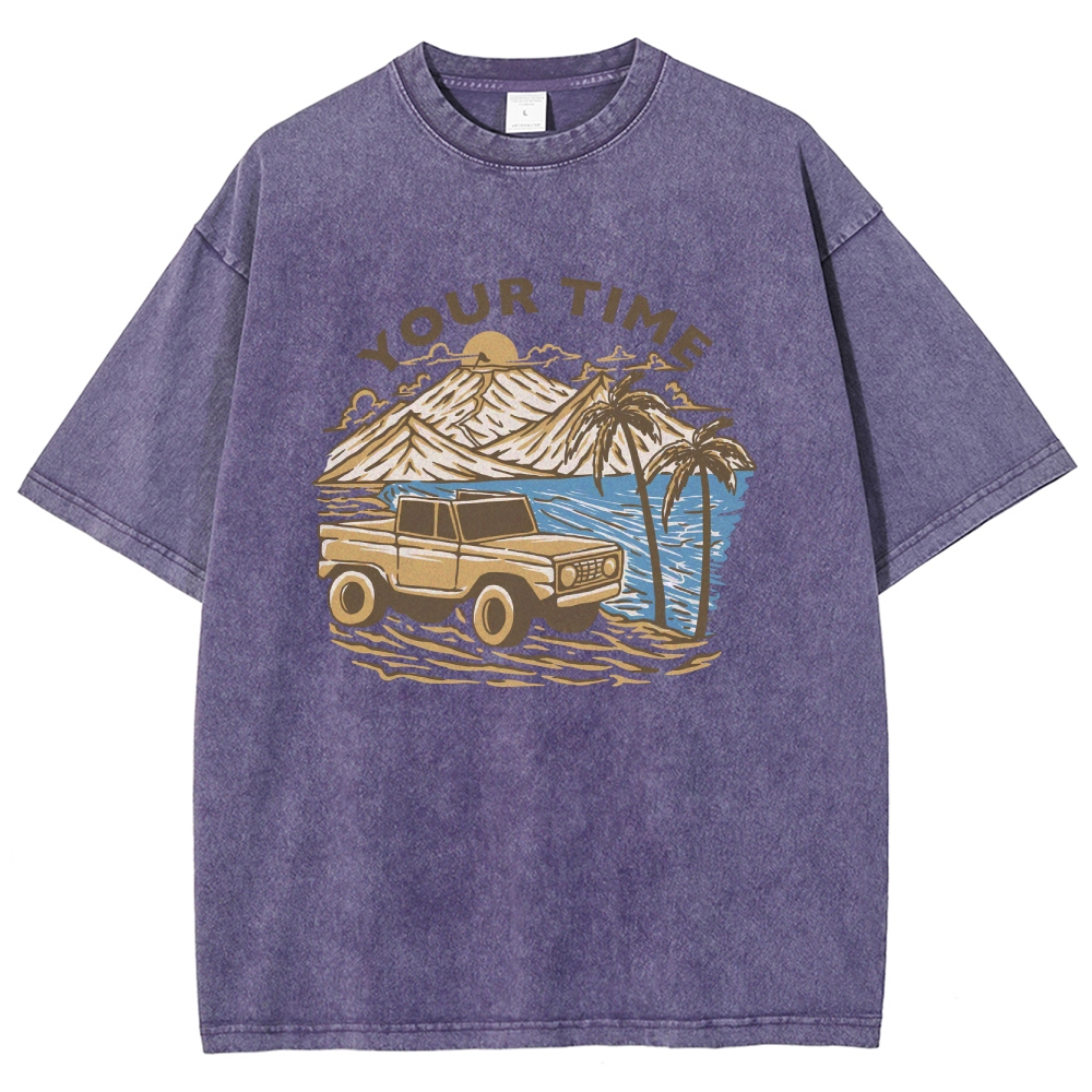 Washed T-Shirt | Beach Surf Journey Unisex Fit TEE | TIDESENCE
