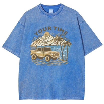 Washed T-Shirt | Beach Surf Journey Unisex Fit TEE | TIDESENCE