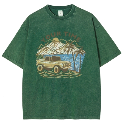 Washed T-Shirt | Beach Surf Journey Unisex Fit TEE | TIDESENCE