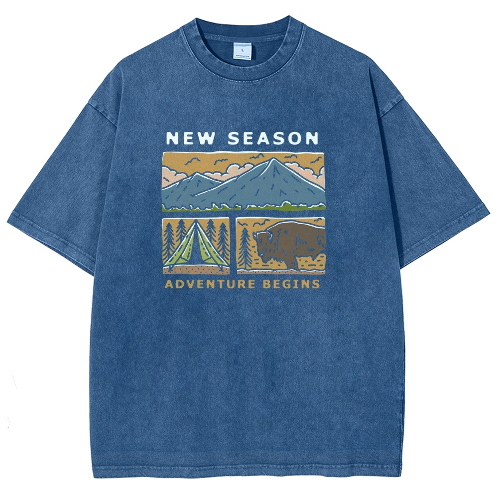Washed T-Shirt | Forest Adventure Camping Unisex Fit TEE | TIDESENCE